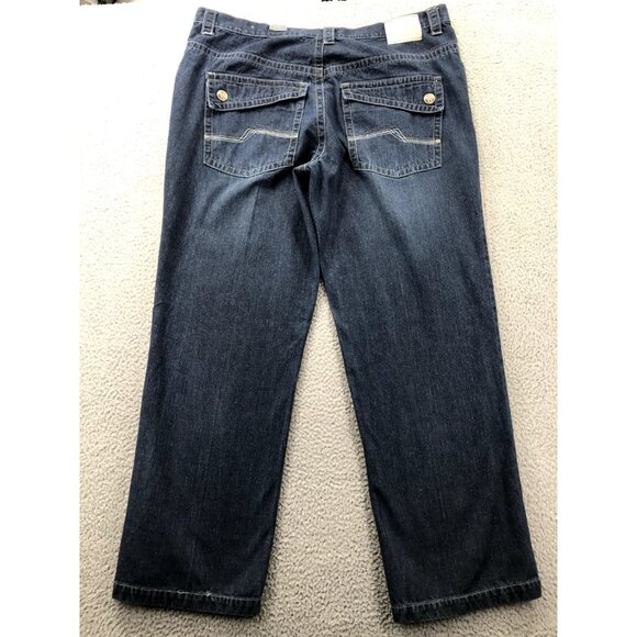 RAIDER Jean Co Vintage Mens 42x32 Straight Wide Leg Flap Pocket Dark Wash Denim - Picture 3 of 16